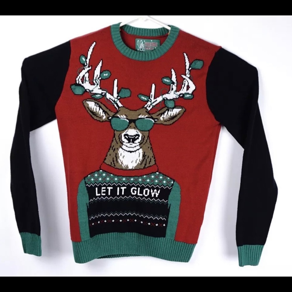 Ugly Christmas Reindeer Christmas Tree Sweater NWT